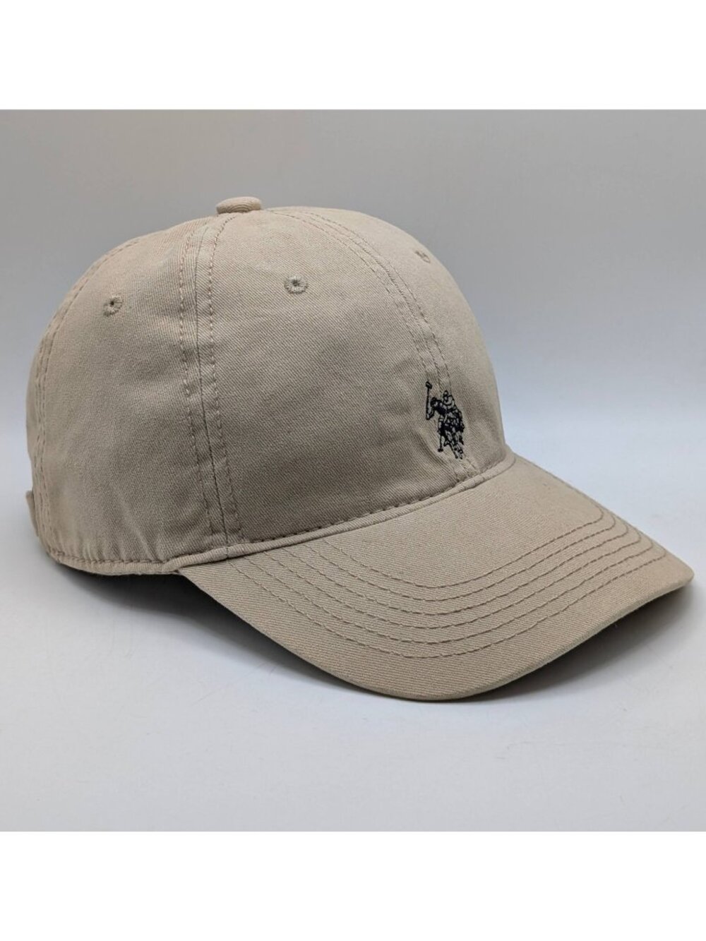 US Polo Assn Hat Cap Strap Back Adult Unisex Pony Tan Beige Adjustable Clean Up